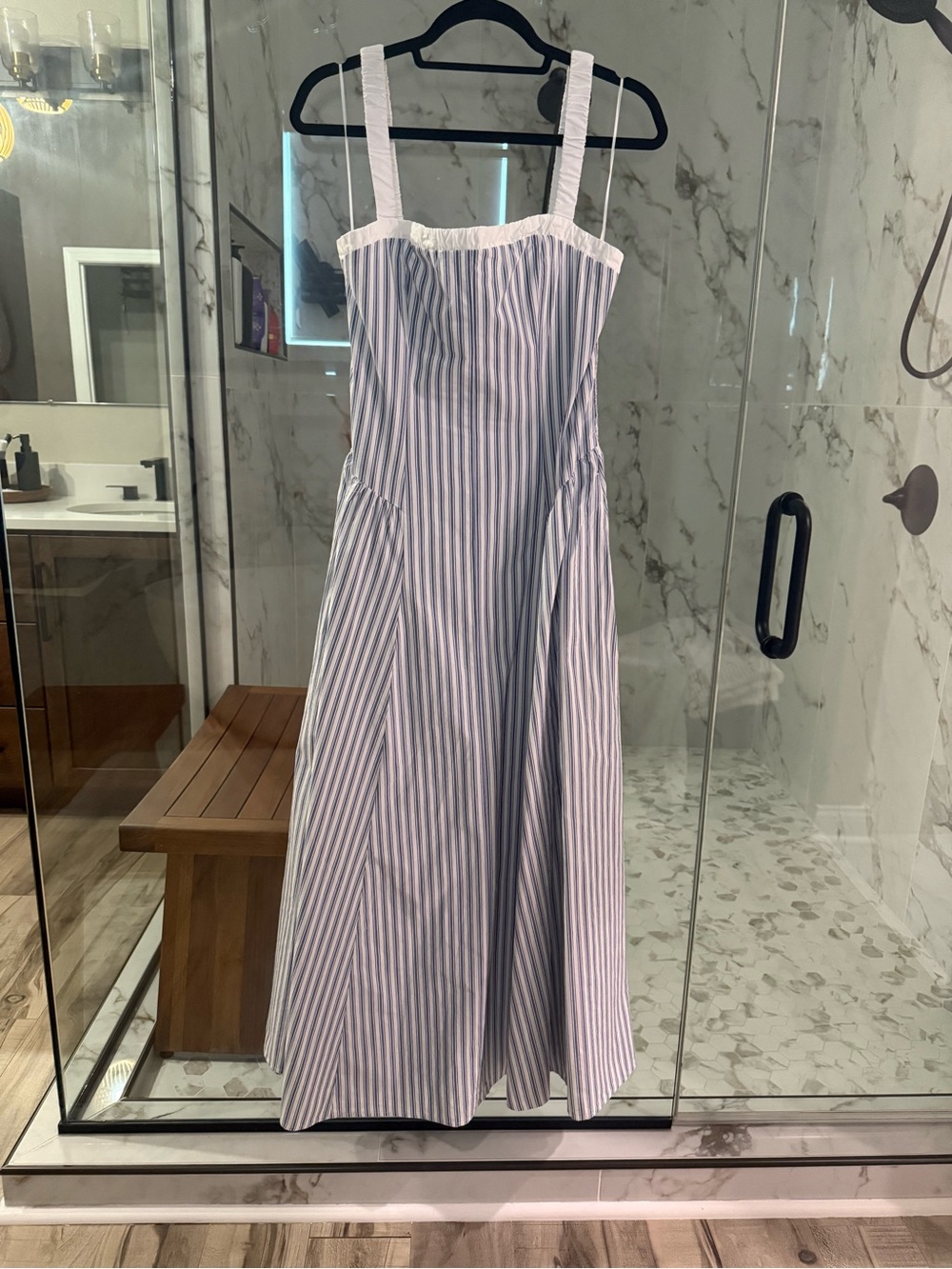 Abercrombie 100% Cotton Ruched Neckline Dipped Waist Midi Dress - Picture 3 of 6